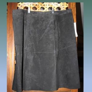 JL Studios Black Suede Leather Skirt 26W
